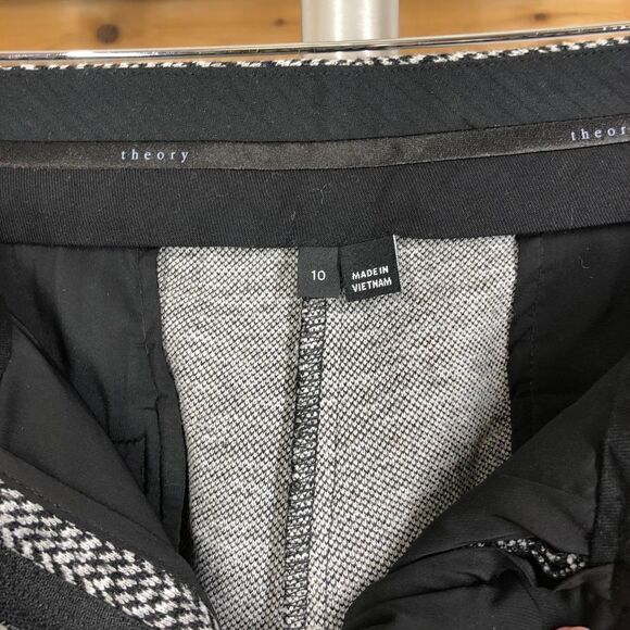 THEORY Louise Formation Wool Blend Houndstooth Trouser Pant Sz 10 - Picture 5 of 7